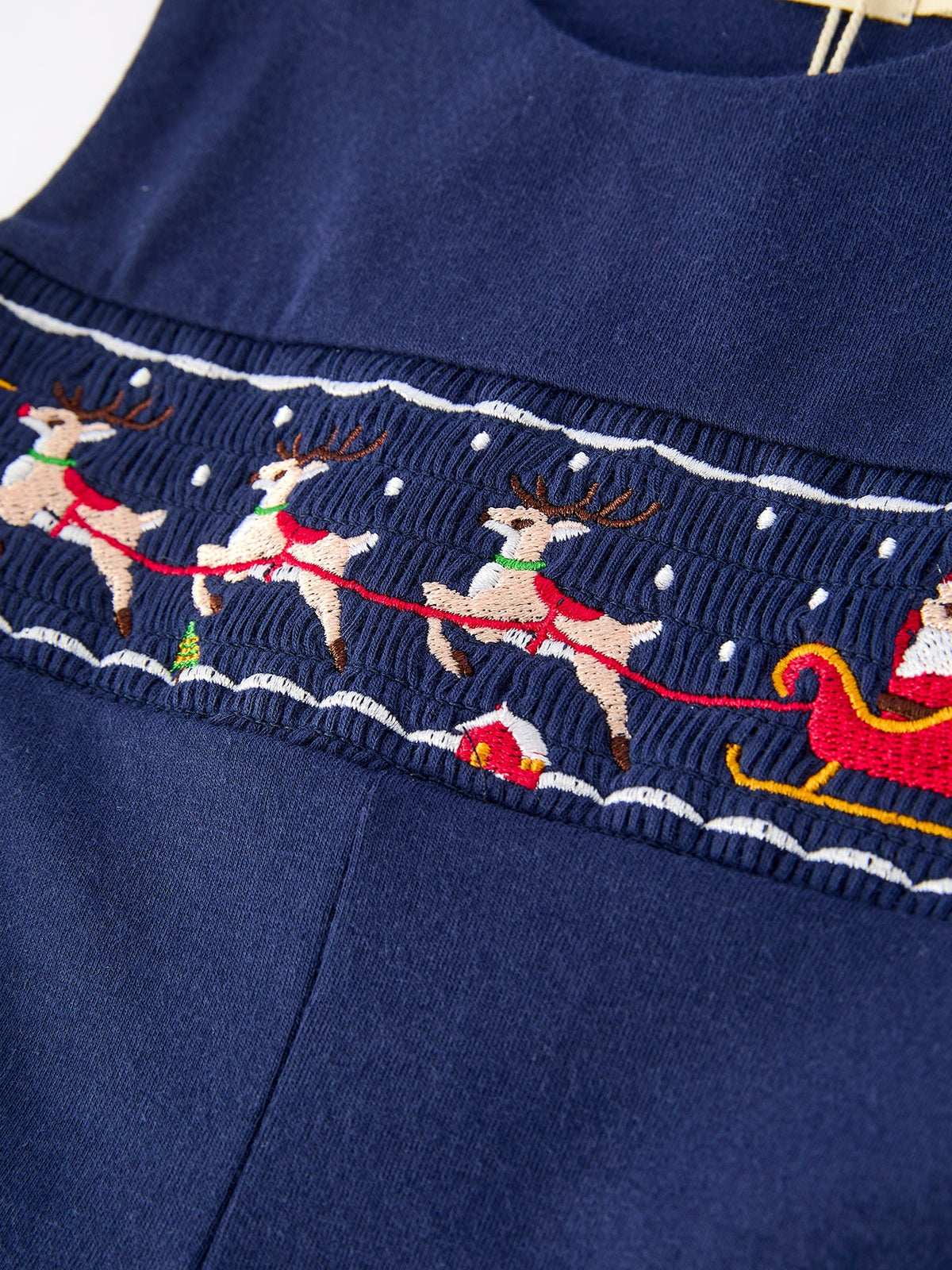 Christmas Holiday Celebration Baby Boys Romper: Navy with Santa Sleigh