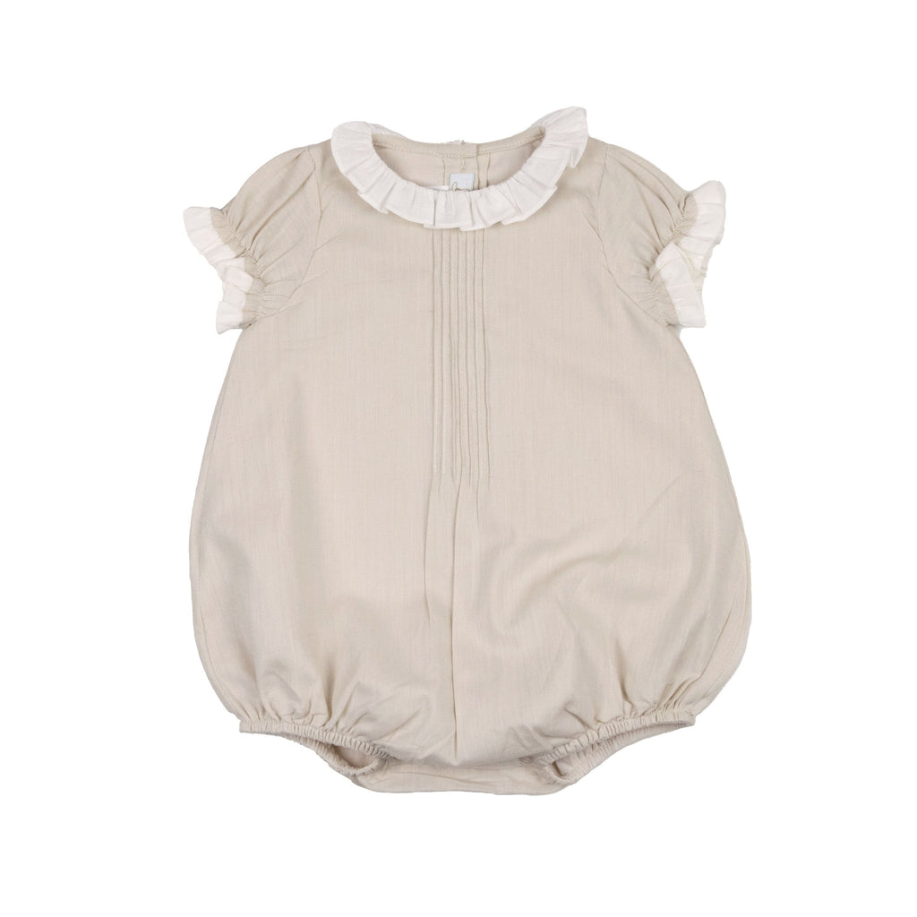 Baby Girl Linen Bubble with Ruffle Collar